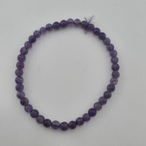 Vintage Amethyst Beaded Stretch Bracelet 4.48mm Purple Gemstone 6.75" Jewelry